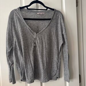 Victoria's Secret Gray Long-Sleeve Henley Top
